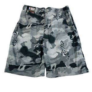 NBA Mens Trainer Shorts Gray Black Camouflage
